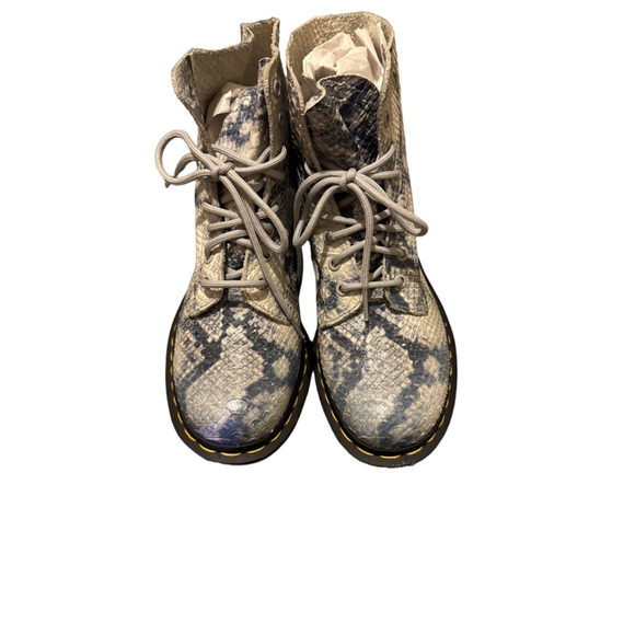 Dr. Martens Shoes - Women's Dr. Martens White Blue Snake Print Lace Up Boots Size 8